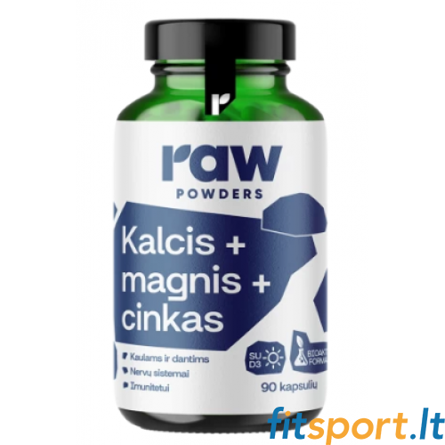 Raw Powders Kalcis + Magnis + Cinkas + D3 90 kaps. 