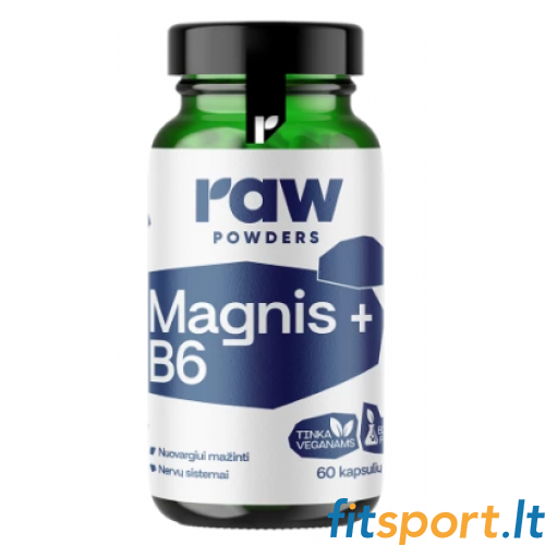 Raw Powders Magnis + Vitaminas B6 60 kaps. 