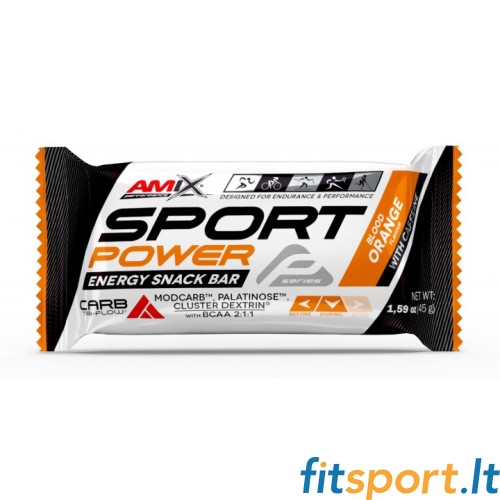 Amix Sport Power Energy Snack Bar 45g (batonėlis su kofeinu) 