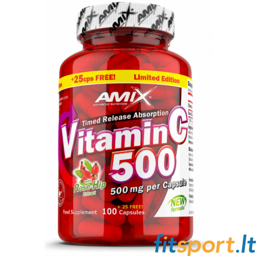 Amix Nutrition Vitamin C 500 100 kaps. + 25 kaps. NEMOKAMAI! 