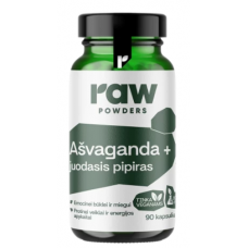 Raw Powders Ašvaganda + Juodasis Pipiras 90 kaps.