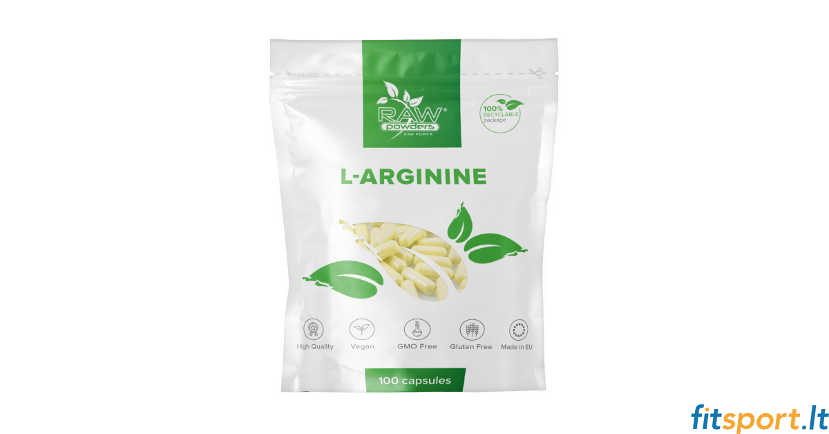 Raw Powders L-arginine (500mg 100 caps.) Even 100 servings