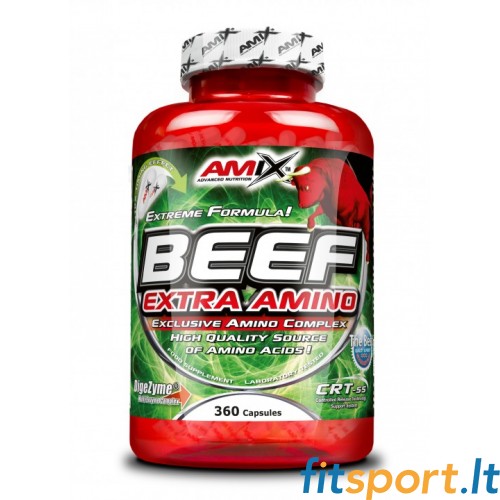 Amix Beef Extra Amino 198kaps. - Pilnas amino rūgščių kompleksas iš jautienos 
