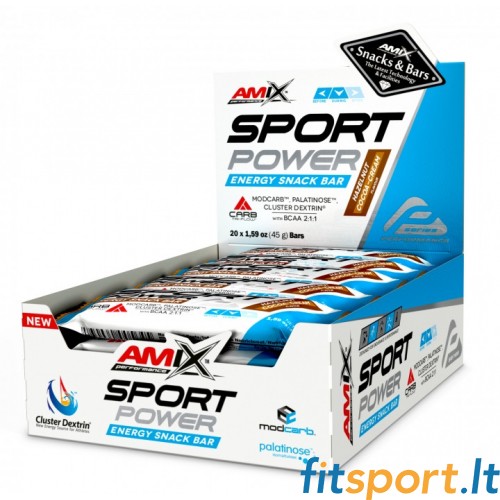 Amix Sport Power Energy Snack Bar 45g x 20  (batonėliai be kofeino) 