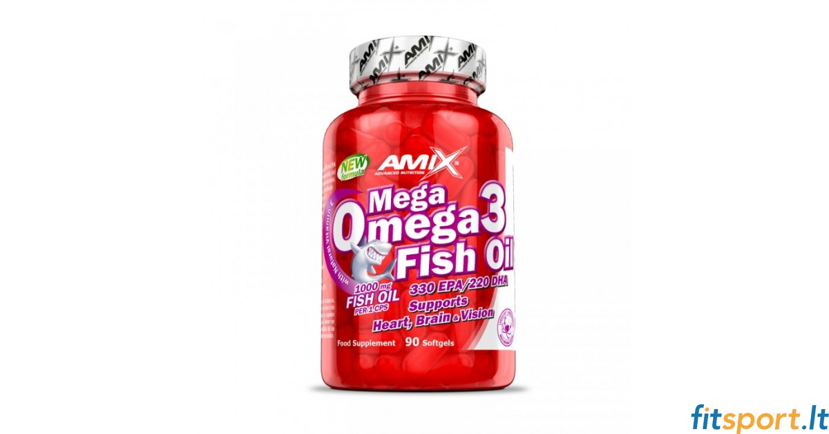 Omega riebalų rūgštys turinčios didelį kiekį riebiųjų rūgščių EPA ir DHA -  Amix Mega Omega